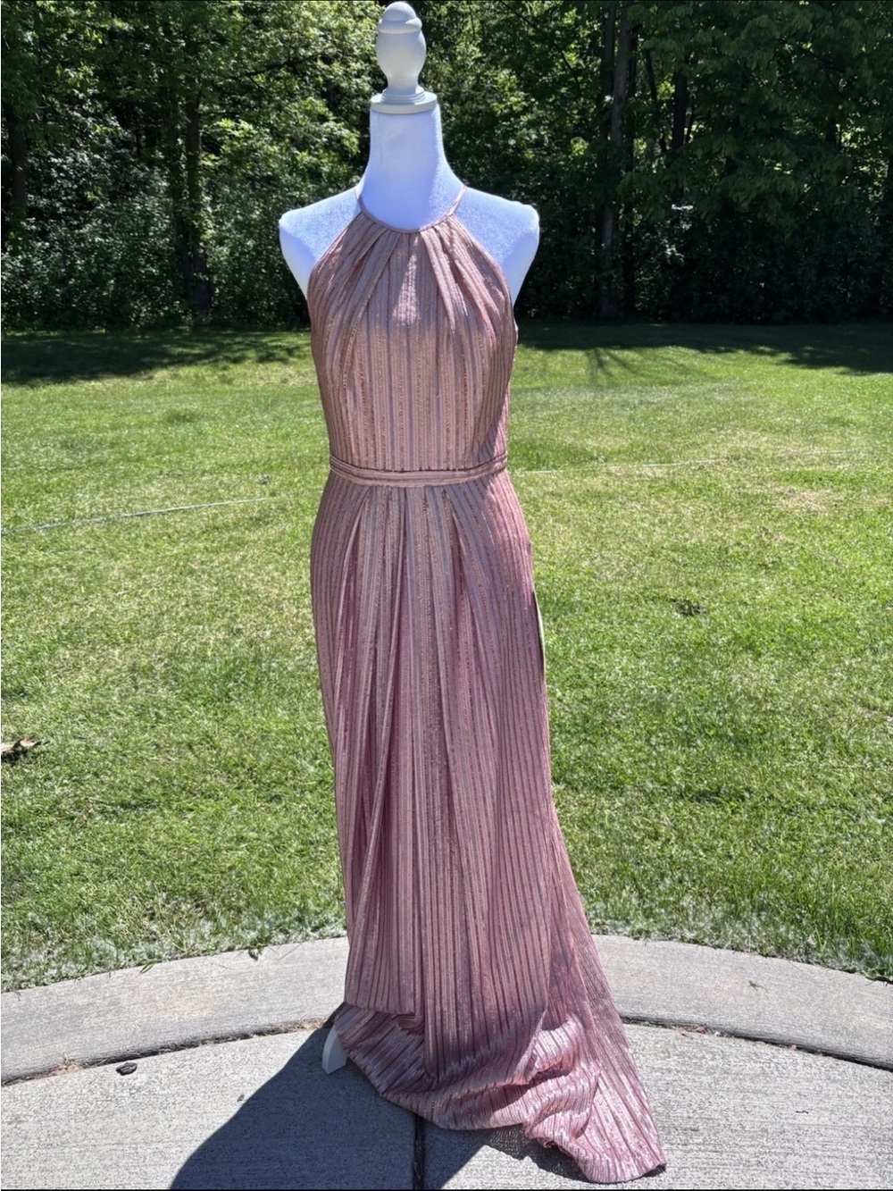 Adrianna Papell Isabelle Sequin Gown Rose Gold Sz 4 NWT Bridesmaid Formal Dress